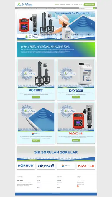 Su Havuz web sitesi masaüstü görünümü