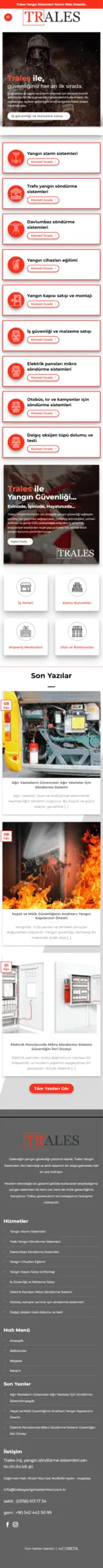 Trales web sitesi mobil görünümü