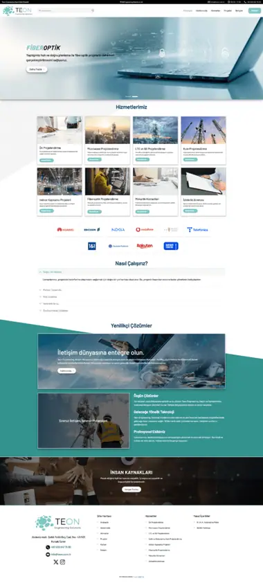 Teon web sitesi masaüstü görünümü
