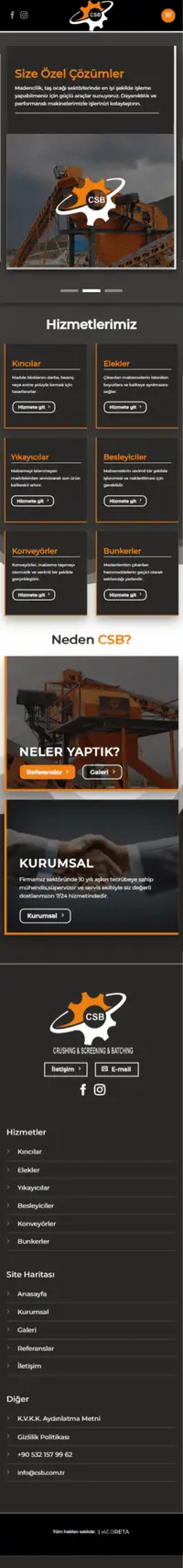 CSB web sitesi mobil görünümü