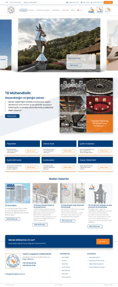 TD Mühendislik web sitesi masaüstü görünümü