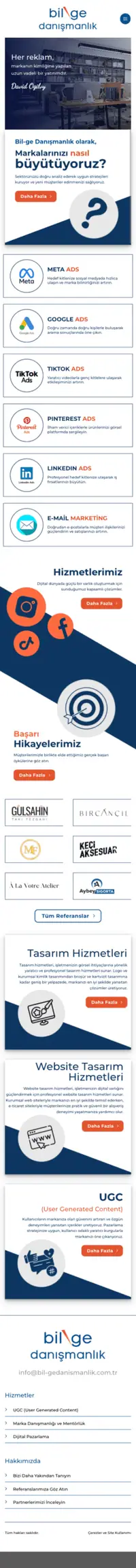 Bilge Danışmanlık web sitesi mobil görünümü