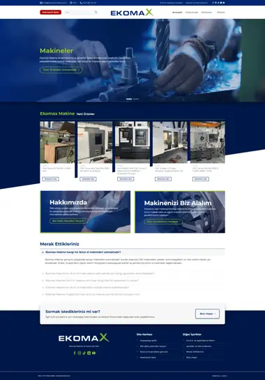 Ekomax web sitesi masaüstü görünümü