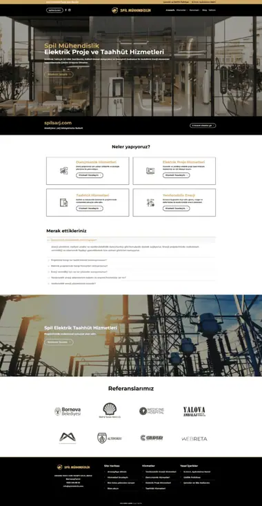 Spil Mühendislik web sitesi masaüstü görünümü