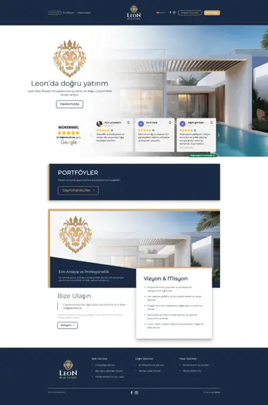 Leon Gayrimenkul web sitesi masaüstü görünümü