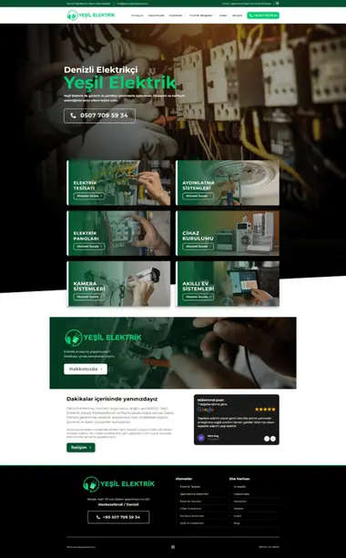 Yeşil Elektrik web sitesi masaüstü görünümü