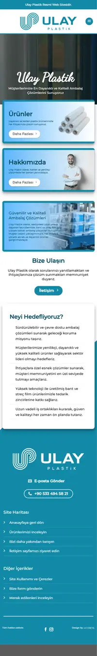 Ulay Plastik web sitesi mobil görünümü