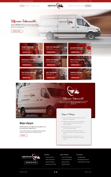 Uğurcan Taşımacılık web sitesi masaüstü görünümü
