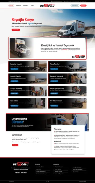 Beyoğlu Kurye web sitesi masaüstü görünümü