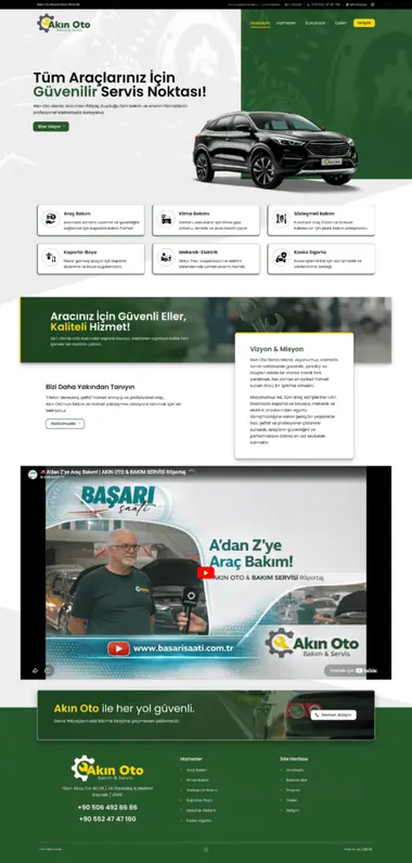 Akın Oto web sitesi masaüstü görünümü