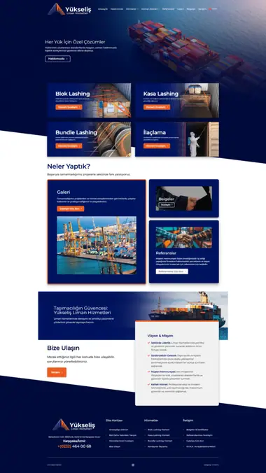 Yükseliş Liman web sitesi masaüstü görünümü