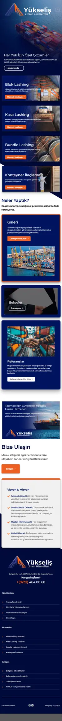 Yükseliş Liman web sitesi mobil görünümü