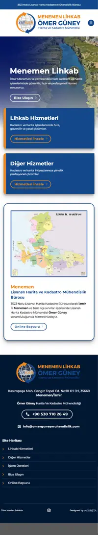 Ömer Güney web sitesi mobil görünümü