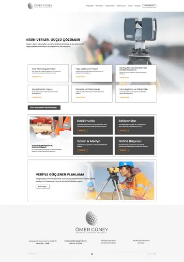 Ömer Güney Harita ve Kadastro web sitesi masaüstü görünümü