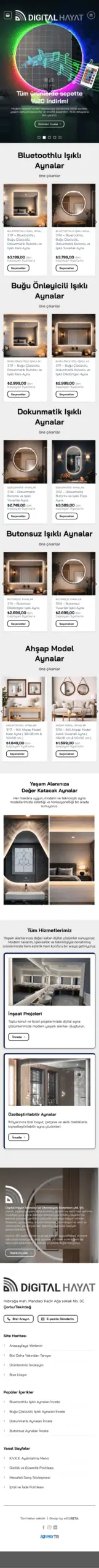 Digital Hayat web sitesi mobil görünümü