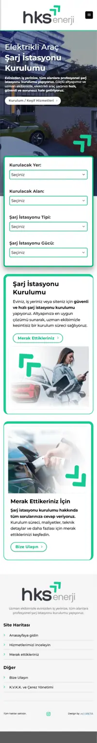 Hks Enerji web sitesi mobil görünümü