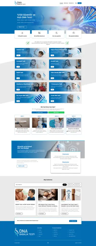 Dna Babalık Testi web sitesi masaüstü görünümü