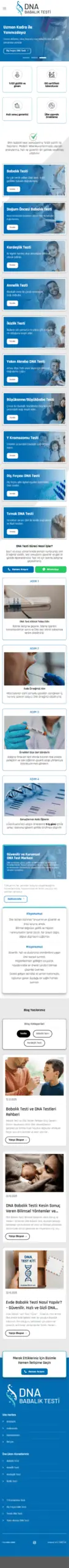 Dna Babalık Testi web sitesi mobil görünümü