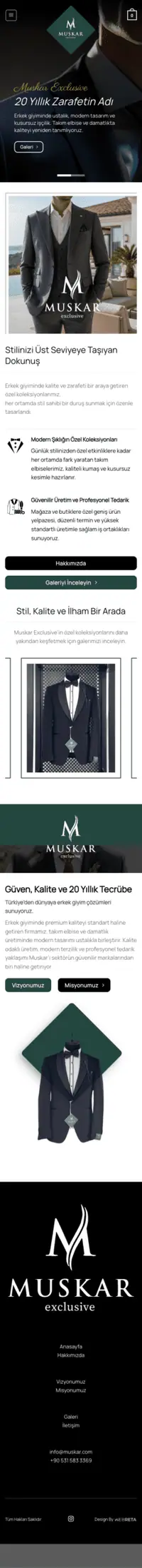 Muskar web sitesi mobil görünümü