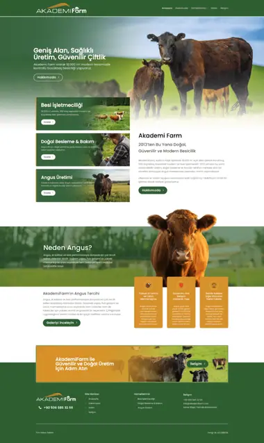 Akademi Farm web sitesi masaüstü görünümü