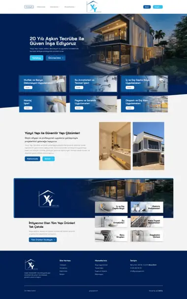 Yüzyıl Yapı web sitesi masaüstü görünümü