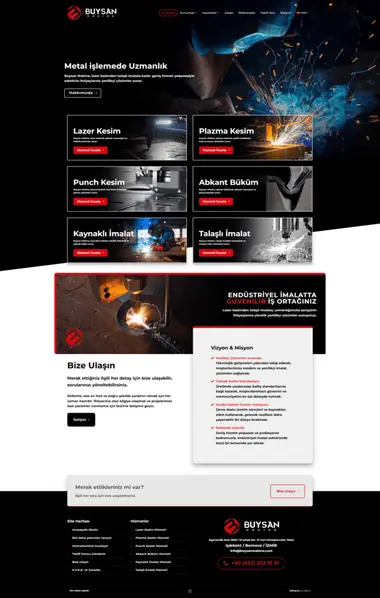 Buysan Makina web sitesi masaüstü görünümü