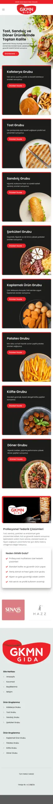 GKMN Gıda web sitesi mobil görünümü