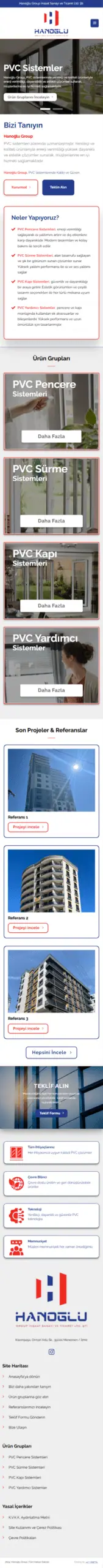 Hanoğlu web sitesi mobil görünümü