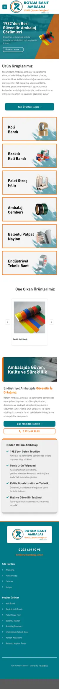 Rotam Ambalaj web sitesi mobil görünümü