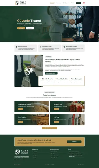 Sure web sitesi masaüstü görünümü