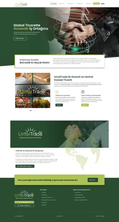 Umaitrade web sitesi masaüstü görünümü
