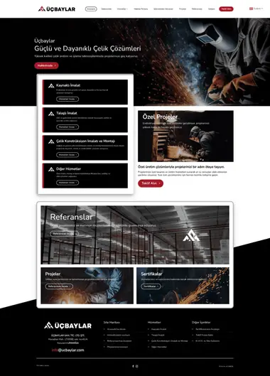 Üçbaylar web sitesi masaüstü görünümü