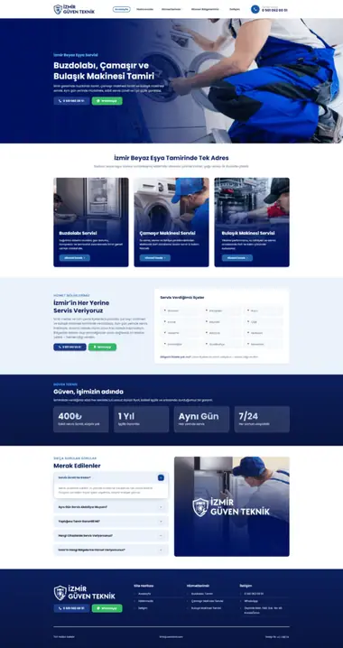İzmir Güven Teknik web sitesi masaüstü görünümü