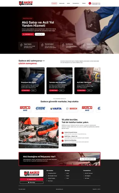 Vizyon Akü web sitesi masaüstü görünümü