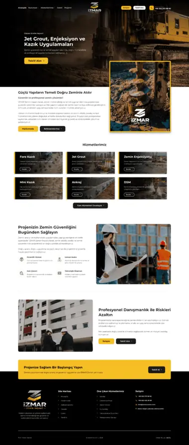 İzmar Zemin web sitesi masaüstü görünümü