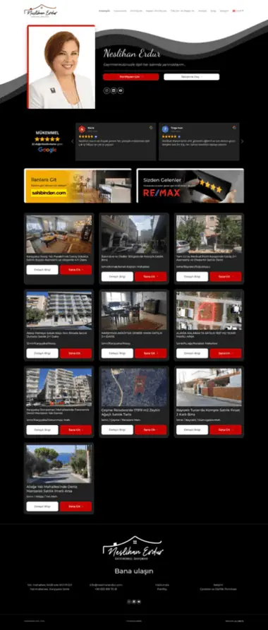 Neslihan Erdur web sitesi masaüstü görünümü