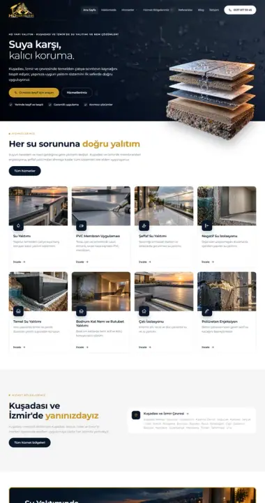 HD Yapı Yalıtım web sitesi masaüstü görünümü